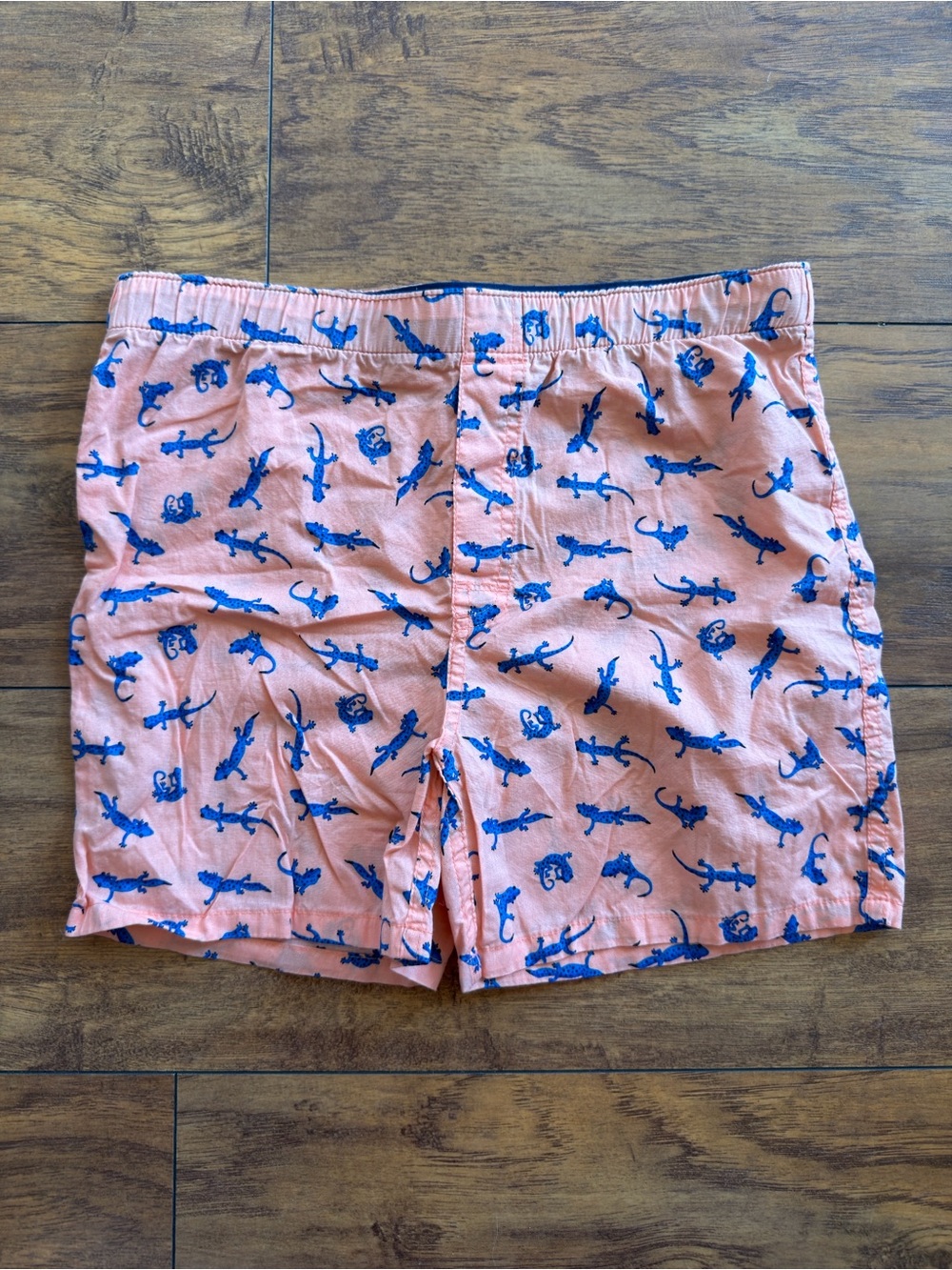 Old Navy Peach Pink Shorts with Blue Lizard Print